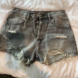 Zara Ripped Gray Jean Shorts